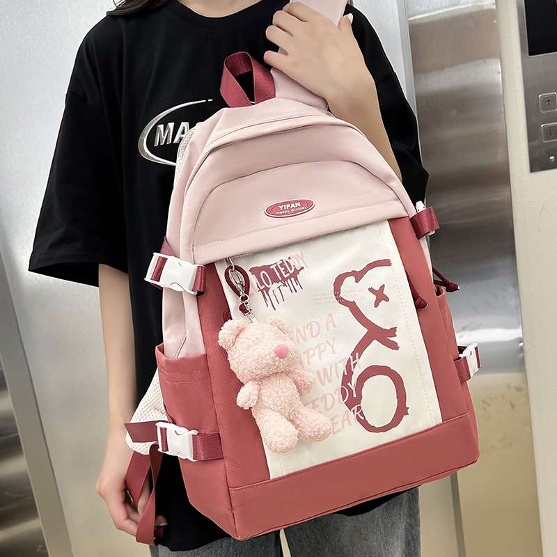 防水リュック クマのぬいぐるみ付き 学生リュック