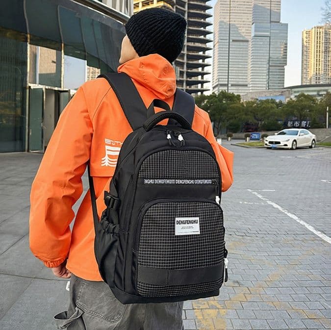 防水リュック チェック柄切替大容量多機能通勤用防水バックパック